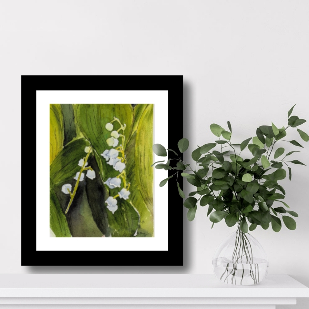Botanical Green and White Art Print